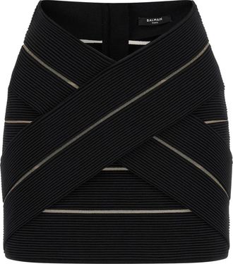 Balmain Stretch Viscose Mini Rok - Dames - Korte rokken - Zwart - XS - Rokken