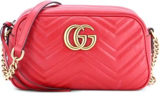 Gucci GG Marmont matelass&eacute; kleine leren crossbodytas - Rood