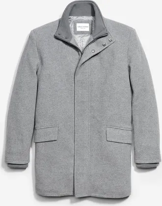 Cole Haan Mens Stand Collar Car Coat - Grey Size Medium