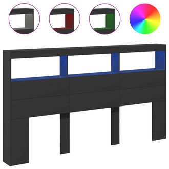 Berkfield Home Headboard Cabinet with LED Black 180x17x102 cm | Size: 180 x 17 x 102 cm
