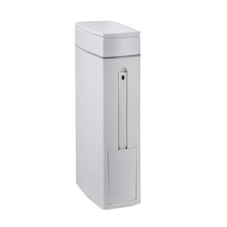 OEM 1 Papelera Estrecha Con Pedal Y Soporte Integrado Para Escobilla De Ba&ntilde;o, Dise&ntilde;o Rectangular Blanco, Para Ba&ntilde;o Y Cocina