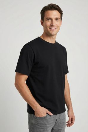 Selected Rundhalsshirt SELECTED SLHATLAS SS O-NECK TEE, Herren, Gr. XXL, schwarz, Jersey, Obermaterial: 95% Baumwolle, 5% Elasthan, unifarben, regular fit, Run