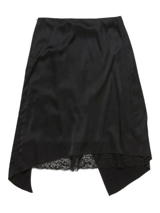 Acne Studios ruffled lace-trim midi skirt - women - Elastane/Viscose - 32 - Black