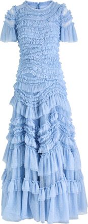 Needle & Thread Rose Ruffled Tulle Gown - Blue - 0 (UK4 / Xxs)