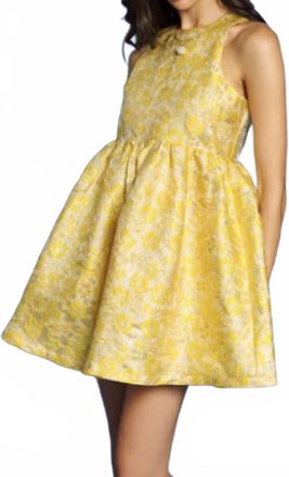 Sister Jane Shimmer Jacquard Mini Dress In Gold Yellow