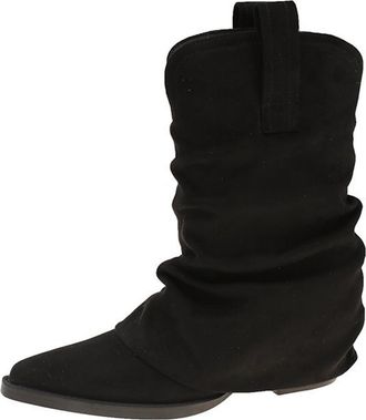 Generic Black Mid Calf Boots with Pointed Toe and Stable Heel for A Secure and Chic Footwear Choice for Cold Seasons