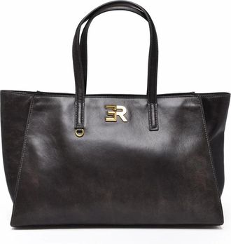 Ermanno Scervino Brown Angelica Double Handle Cowhide Leather Tote Bag