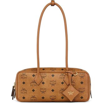 MCM Small Aren East West Shoulder Bag in Visetos in Cognac at Nordstrom