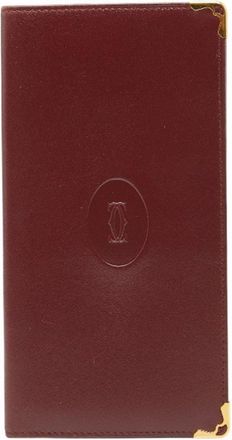 Cartier Bordeaux Wine Red Leather Long Bill Wallet (Bi-Fold) (Pre-Owned)