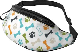 Generic Colored Dog Paw Footprints Waist Bag Bum Bag Lightweight Bumbags For Running Gym Women 14X35Cm