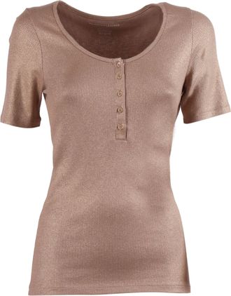 Majestic Filatures Coffee Latte Ribbed U Neck Top