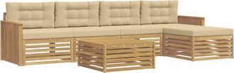 vidaXL Conjunto De Sof&aacute;s De Exterior 6 Uds. Y Beige Poli&eacute;ster Vidaxl