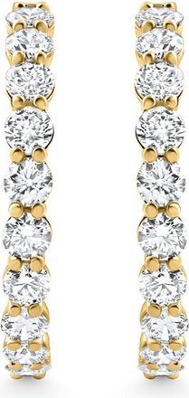 Pompeii3 3Ct Diamond Lab Grown Inside Outside Hoops 14k Gold Eearrings 1 Tall