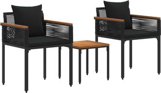 vidaXL Juego De Muebles De Exterior Con Coj&iacute;n Negro Rat&aacute;n Sint&eacute;tico Vidaxl