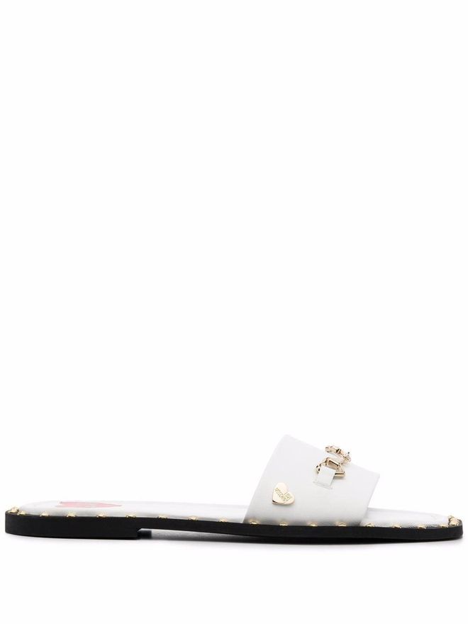 logo-plaque studded sandals - women - Calf LeatherRubber/Calf Leather - 41 - White