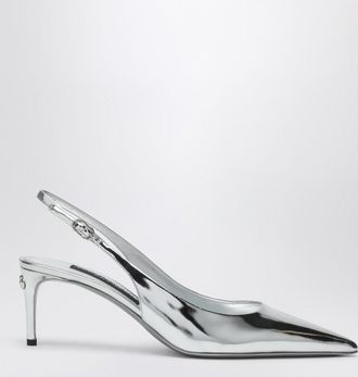 Dolce & Gabbana Metallic silver leather slingback with décolleté