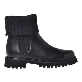 Baldinini Ankle Boots, female, Black, 5 1/2 UK, Black leather and knitted fabric ankle boots