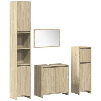 vidaXL Vidaxl - Juego De Muebles De Ba&ntilde;o 4 Pzas Contrachapada Roble Sonoma