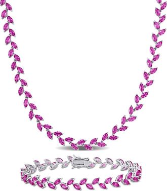 Delmar Lab Grown Pink Sapphire Bracelet & Necklace Set at Nordstrom Rack