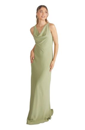 Six Stories Cowl Front Crepe Bridesmaid Dress in Sage at Nordstrom, Size 14