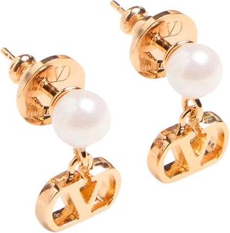 Valentino Garavani Womens Drop Earrings Vlogo Bronze Metallic Brass