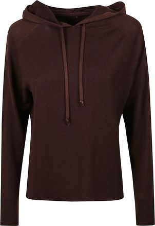 Majestic Filatures Cropped Brown Hoodie with Raglan Sleeves and Drawstrings