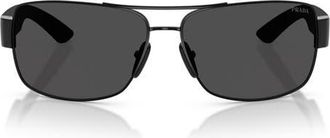Prada 65mm Shield Sunglasses in Black /Dark Grey at Nordstrom