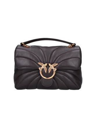 Pinko Brown Quilted Leather Large Love Bag Puff Shoulder Bag