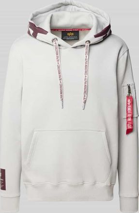 Alpha Industries Alpha Industries Hoodie mit Känguru-Tasche und seitlicher Reißverschlusstasche in Hellgrau, Größe XXXL