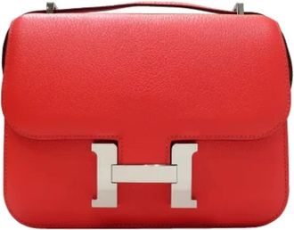 Herm&egrave;s Pre-owned Vintage Leren Crossbody Tas - Dames - Vintage Schoudertas - Rood - ONE Size - Leer - Vintage