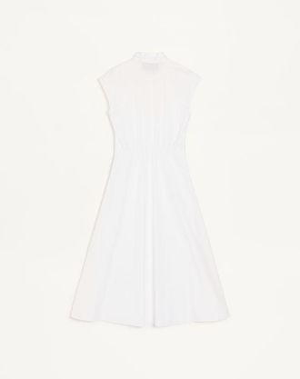 Valentino Abito Midi In Popeline Ricamato Donna BIANCO 36