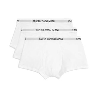 Emporio Armani Bottoms, male, White, Size: 2XL Set of three stretch cotton boxers