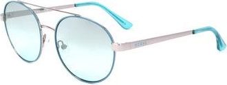 Guess Blue Mirror Round Ladies Sunglasses GF0367 10X 53