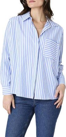 French Connection Stripe Relaxed Popover Shirt in Blue/Linen White at Nordstrom Rack, Size X-Small