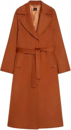 Pennyblack Belted Coats, female, Brown, Size: XS Wool midi coat with wide lines