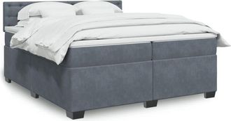 vidaXL Cama Box Spring Con Colch&oacute;n Terciopelo Gris Oscuro 200x200 Cm Vidaxl