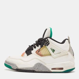 Air Jordan s White Leather Jordan 4 High Top Sneakers