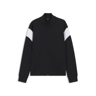 BOSS Zippered cotton-blend sweatshirt with contrast inserts