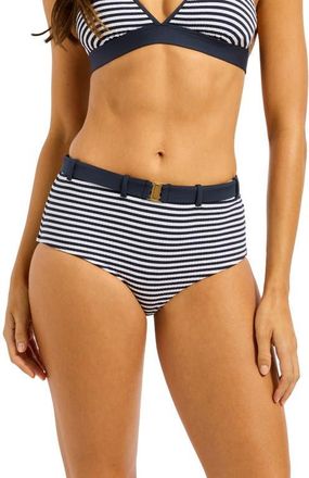 Seafolly Hollywood Belted Hipster Bikini Bottoms in True Navy at Nordstrom, Size 10 Us