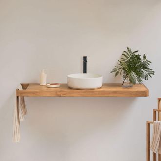 Sklum Set Di Mobili Da Bagno Sospeso 130x45 Cm In Legno Di Teak Neill Sklum