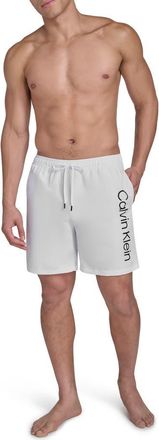 Calvin Klein Core Volley Swim Trunks in White at Nordstrom Rack, Size Xx-Large