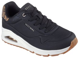 Skechers Sneaker SKECHERS UNO-JUNGLE NITE, Damen, Gr. 37, schwarz (schwarz, leo), Lederimitat, animal-print, Schuhe Sneaker, Schn&uuml;rschuh, Freizeitschuh mit Wed