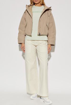 Moncler Puffer Jacket With Hood Eucalyptus, Womens, Beige