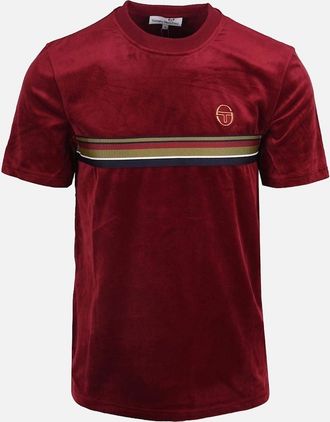 Sergio Tacchini Mens Sergio Tacchini Ayme Velour T-Shirt Rhubarb/Gold - Red - Size: 38