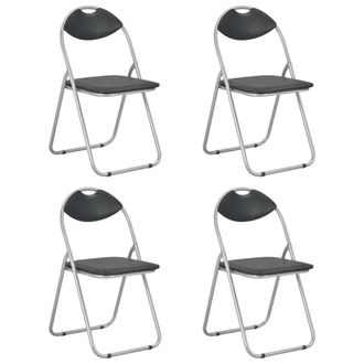 vidaXL Vidaxl - Sillas De Comedor Plegables 4 Unidades Cuero Sint&eacute;tico Negro