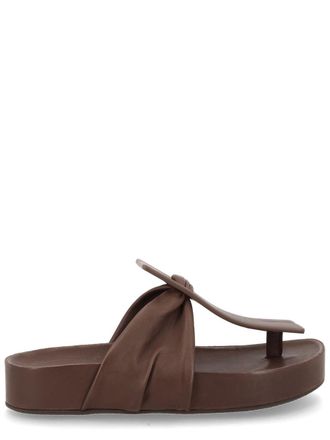 Uma Wang Sculptural Twisted Wide Strap Leather Sandals