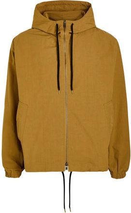 STUDIO NICHOLSON hooded zip-up jacket - men - Nylon/Cotton - S - Brown