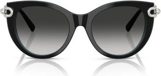 Tiffany & Co. 53mm Gradient Butterfly Sunglasses in Black On Tiffany Blue /Grey at Nordstrom
