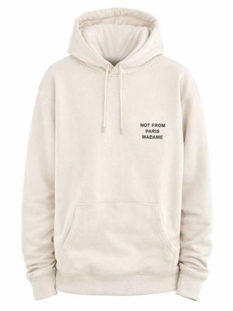 Dr&ocirc;le de Monsieur Light Beige Slogan Graphic Cotton Hoodie