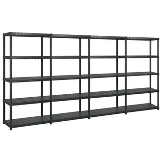 Berkfield Home Storage Shelf 5-Tier Black 340x40x185 cm Plastic | Size: 340 x 40 x 185 cm